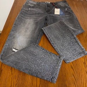 TRU LUXE JEANS Bling & Distressed Grey 8